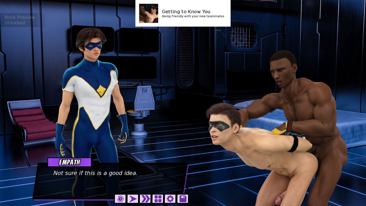 The Coming End: Fresh Force Frustrations - A Gay Superhero Erotic Visual Novel Screenshot (Steam)