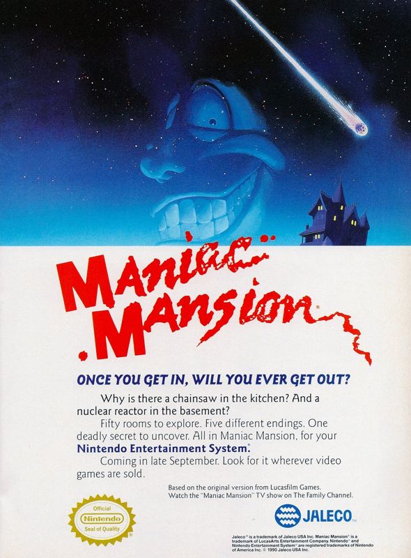 Maniac Mansion Magazine Advertisement (Magazine Advertisements): GamePro (United States), Issue 15 (October 1990)