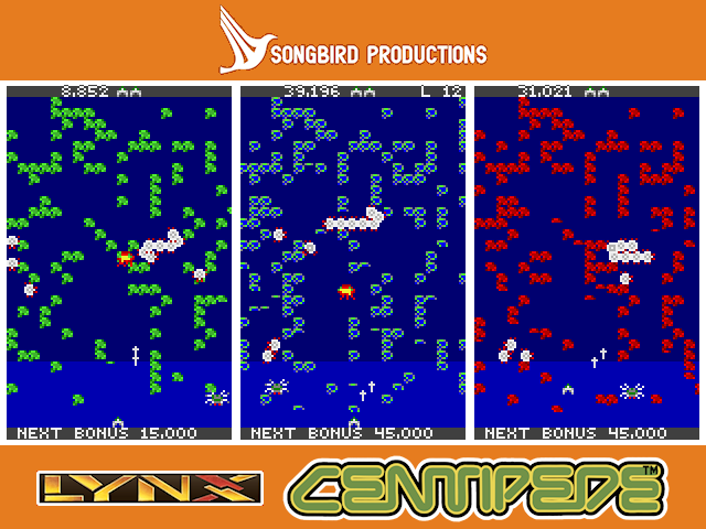 Centipede Screenshot (Songbird Productions website): Centipede promo screens x3