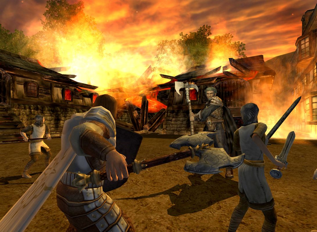 The Lord of the Rings Online: Shadows of Angmar Screenshot (Midway E3 2006 Asset Disc): Archet Burning