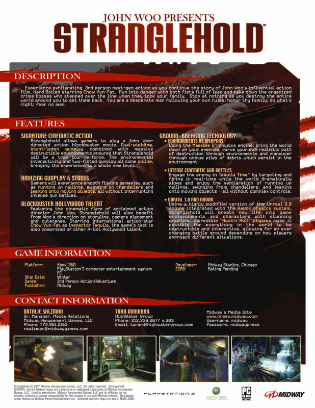 Stranglehold Other (Midway E3 2006 Asset Disc): Fact Sheet (page 2)