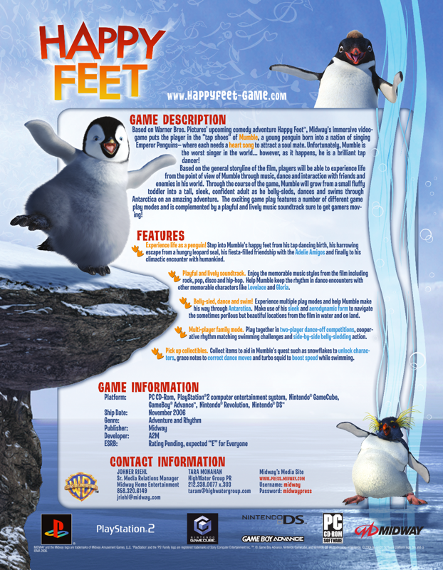 Happy Feet Other (Midway E3 2006 Asset Disc): Fact Sheet (page 2)