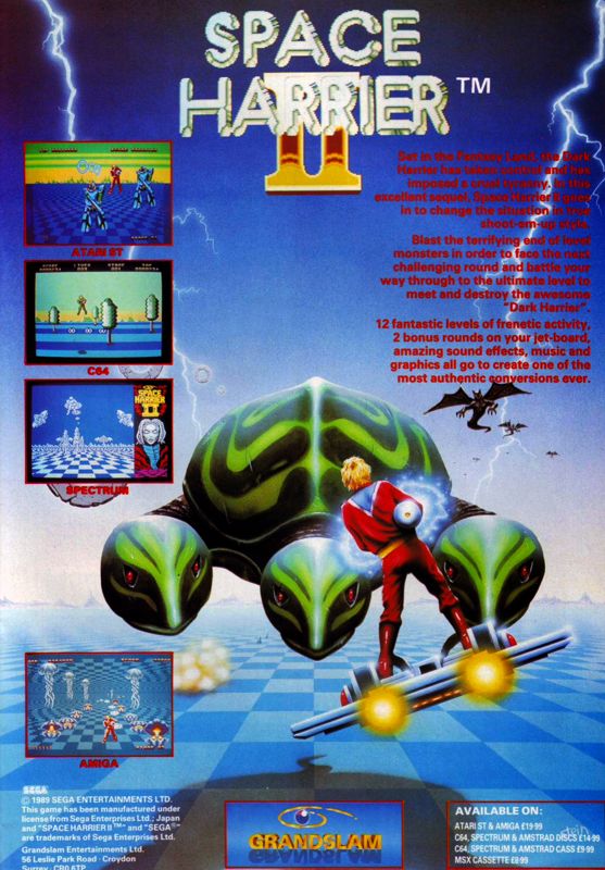 Space Harrier II Magazine Advertisement (Magazine Advertisements): Amiga Action (United Kingdom), Issue #06 (March 1990)