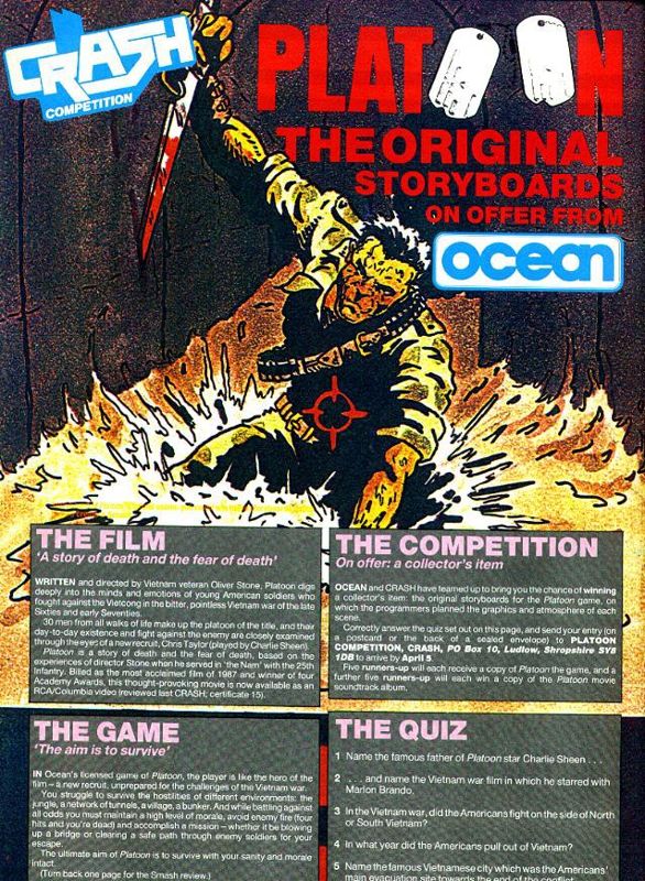 Platoon Other (Crash competition: Platoon, The Original Storyboards on Offer From Ocean): Crash competition: Platoon, The Original Storyboards on Offer From Ocean