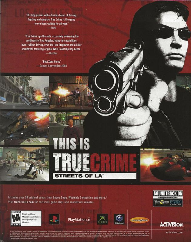 True Crime: Streets of LA Magazine Advertisement (Magazine Advertisements): WWE SmackDown Magazine (U.S.) Issue #1 2003