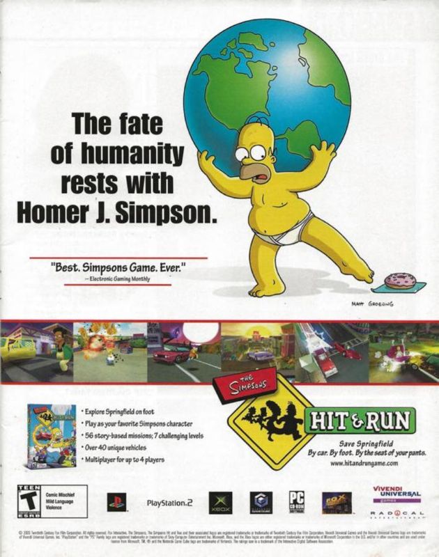 The Simpsons: Hit & Run Magazine Advertisement (Magazine Advertisements): WWE SmackDown Magazine (U.S) Jan 2004