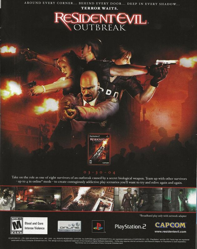 Resident Evil: Outbreak Magazine Advertisement (Magazine Advertisements): WWE SmackDown Magazine (U.S.) April 2004