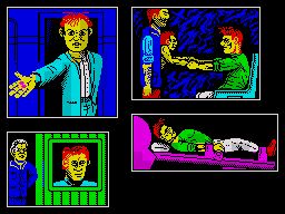 Total Recall Concept Art (Unused material): Spectrum graphic windows by Mark R. Jones made for the scrapped Spectrum version of 'Total Recall'. Based on Steve Cain's drawings.