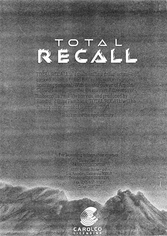 Total Recall Concept Art ('Total Recall' production information sent to Ocean, April 1990)