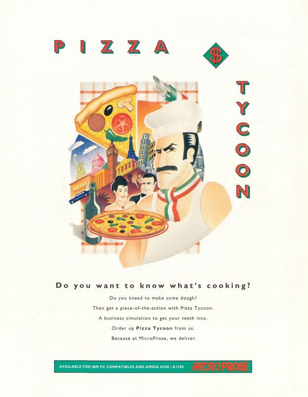 Pizza Tycoon Magazine Advertisement (Magazine Advertisements): Amiga Action (United Kingdom), Issue 70 (May 1995) Page 13