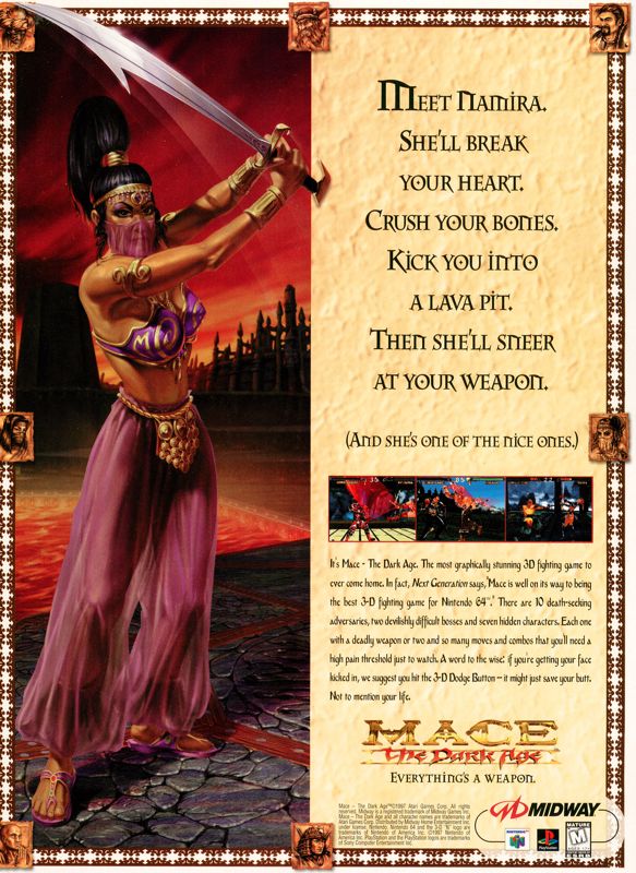 Mace: The Dark Age Magazine Advertisement (Magazine Advertisements): Official U.S. PlayStation Magazine (United States), Volume 1 Issue 1 (October 1997)