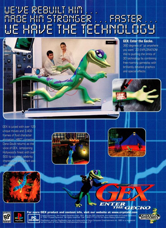 Gex: Enter the Gecko Magazine Advertisement (Magazine Advertisements): Official U.S. PlayStation Magazine (United States), Volume 1 Issue 1 (October 1997)