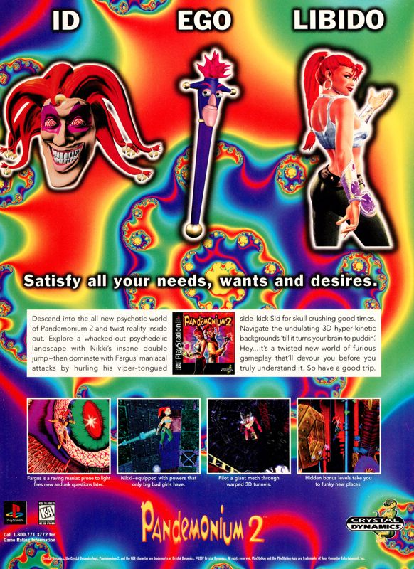 Pandemonium 2 Magazine Advertisement (Magazine Advertisements): Official U.S. PlayStation Magazine (United States), Volume 1 Issue 1 (October 1997)