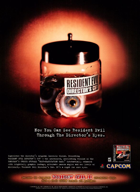 Resident Evil: Director's Cut Magazine Advertisement (Magazine Advertisements): Official U.S. PlayStation Magazine (United States), Volume 1 Issue 1 (October 1997)