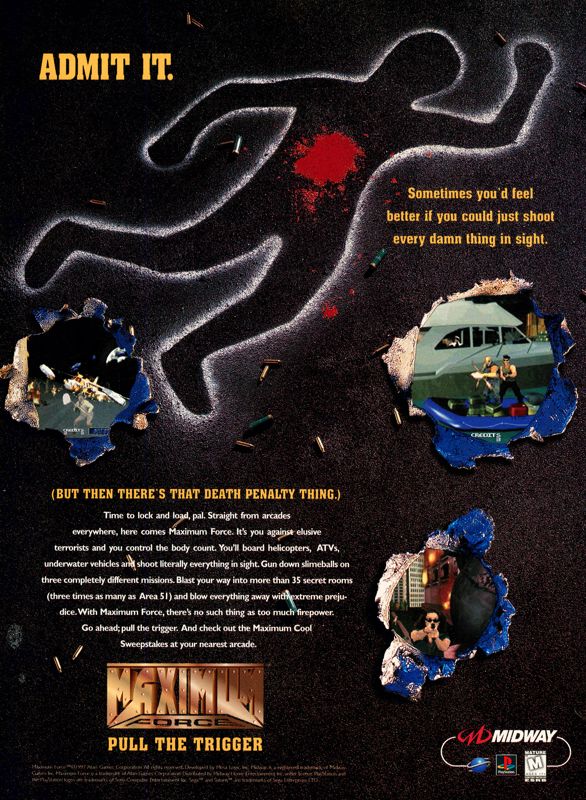 Maximum Force Magazine Advertisement (Magazine Advertisements): Official U.S. PlayStation Magazine (United States), Volume 1 Issue 1 (October 1997)