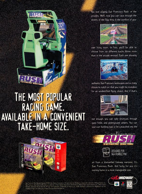 San Francisco Rush: Extreme Racing Magazine Advertisement (Magazine Advertisements): Official U.S. PlayStation Magazine (United States), Volume 1 Issue 2 (November 1997)