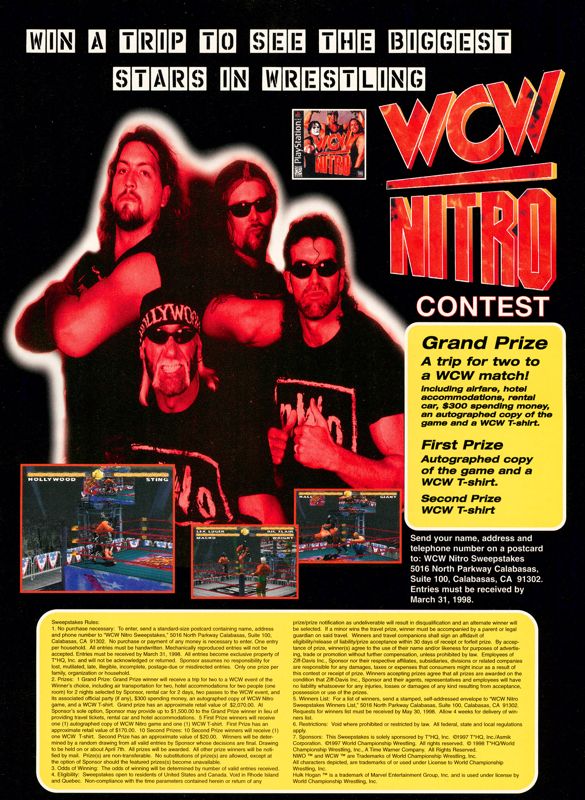 WCW Nitro Magazine Advertisement (Magazine Advertisements): Official U.S. PlayStation Magazine (United States), Volume 1 Issue 5 (February 1998)