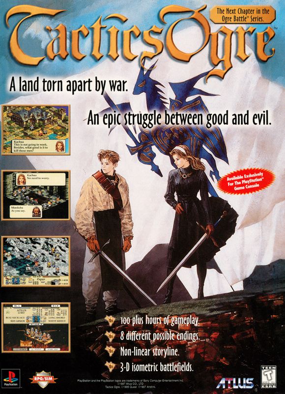 Tactics Ogre Magazine Advertisement (Magazine Advertisements): Official U.S. PlayStation Magazine (United States), Volume 1 Issue 6 (March 1998)