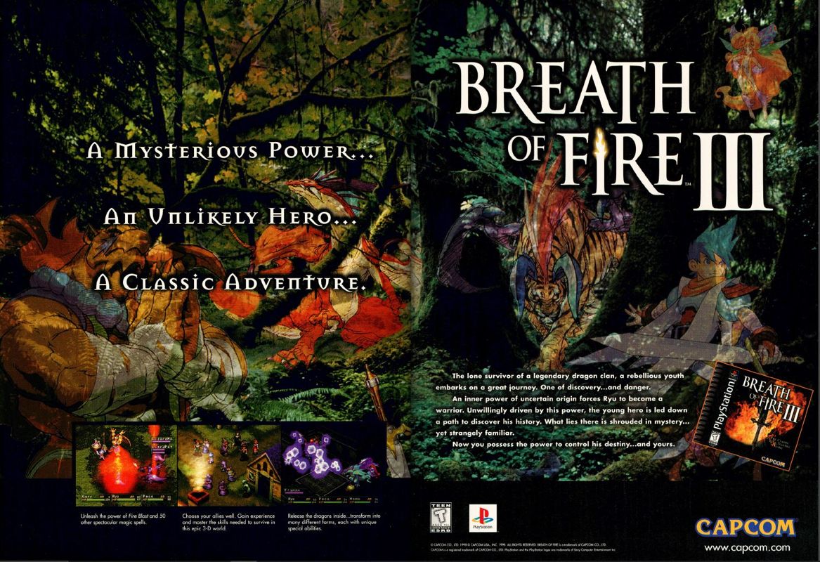 Breath of Fire III Magazine Advertisement (Magazine Advertisements): Official U.S. PlayStation Magazine (United States), Volume 1 Issue 7 (April 1998)