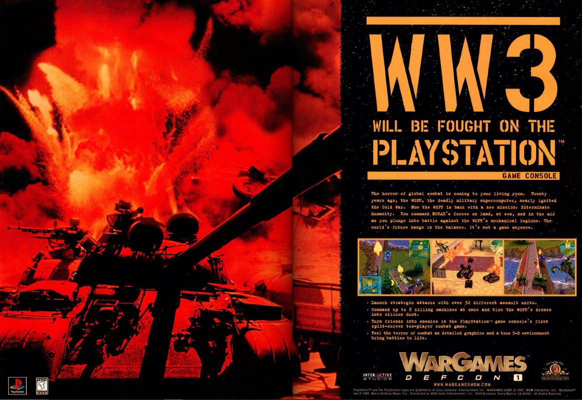 WarGames: DEFCON 1 Magazine Advertisement (Magazine Advertisements): Official U.S. PlayStation Magazine (United States), Volume 1 Issue 8 (May 1998)