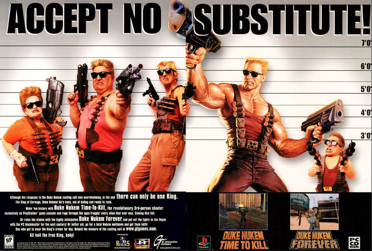 Duke Nukem: Time to Kill Magazine Advertisement (Magazine Advertisements): Official U.S. PlayStation Magazine (United States), Volume 1 Issue 10 (July 1998)