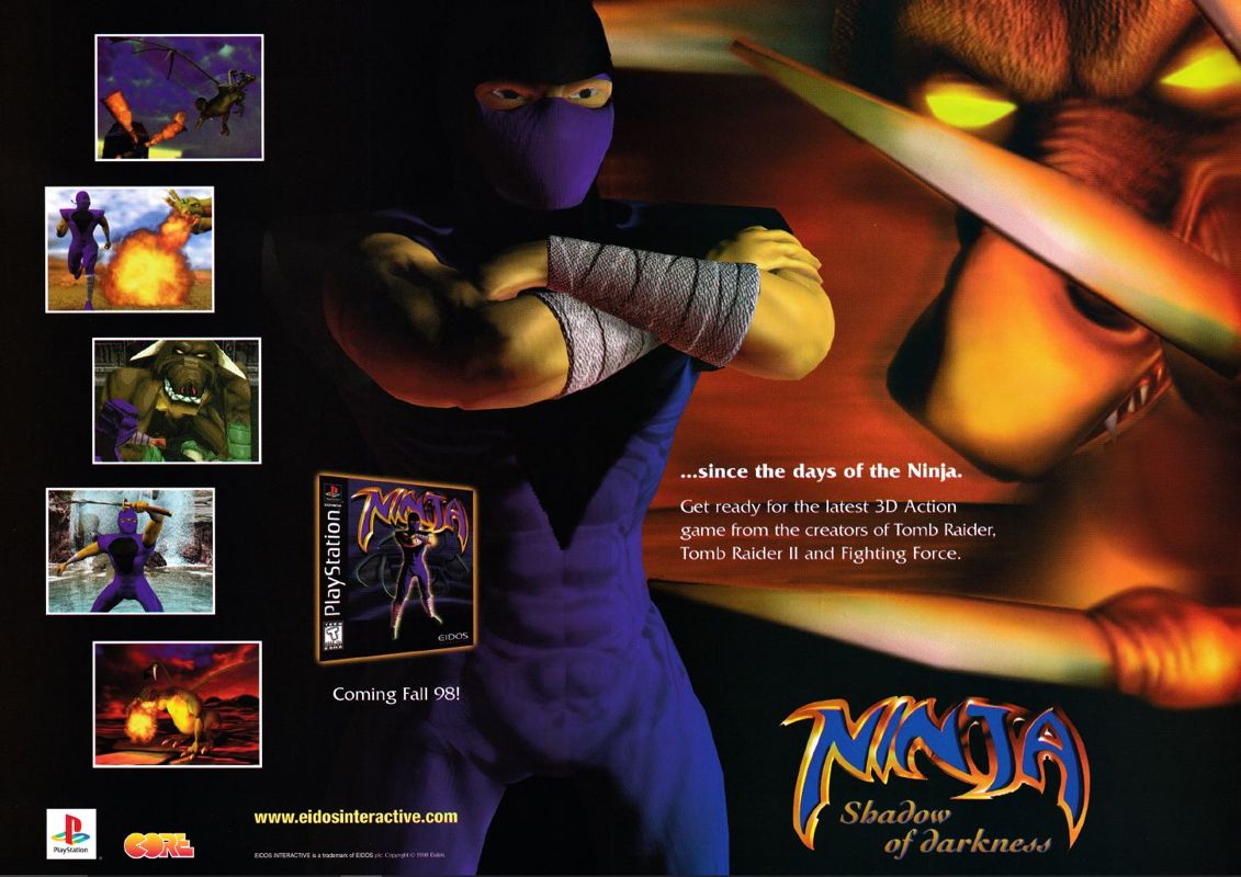 Ninja: Shadow of Darkness Magazine Advertisement (Magazine Advertisements): Official U.S. PlayStation Magazine (United States), Volume 1 Issue 10 (July 1998)