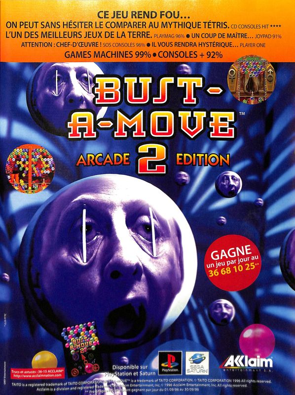 Bust-A-Move Again Magazine Advertisement (Magazine Advertisements): Joypad (France), Issue 56 (September 1996)