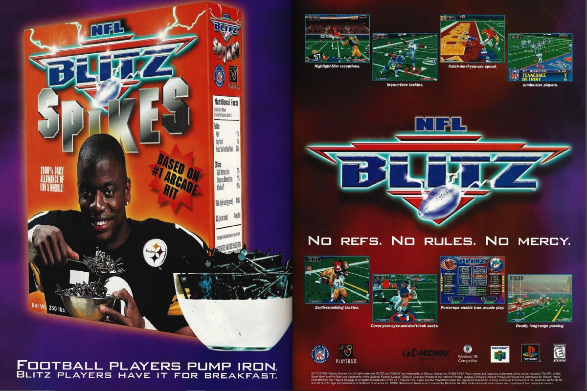 NFL Blitz Magazine Advertisement (Magazine Advertisements): Official U.S. PlayStation Magazine (United States), Volume 1 Issue 12 (September 1998)