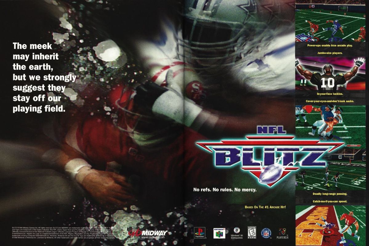 NFL Blitz Magazine Advertisement (Magazine Advertisements): Official U.S. PlayStation Magazine (United States), Volume 2 Issue 1 (October 1998)