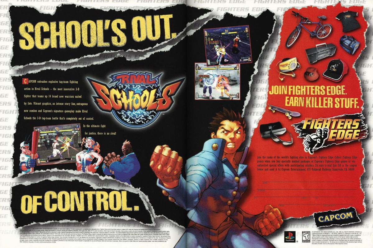 Rival Schools Magazine Advertisement (Magazine Advertisements): Official U.S. PlayStation Magazine (United States), Volume 2 Issue 1 (October 1998)