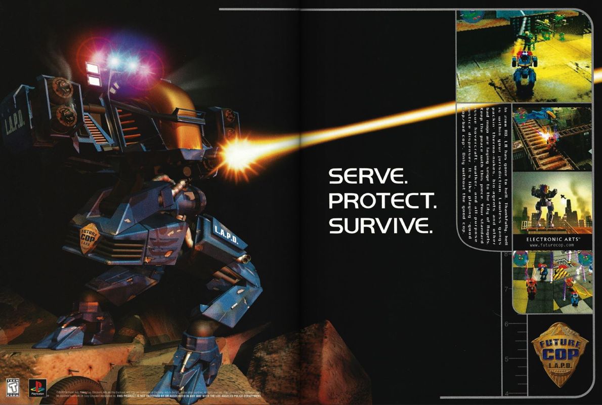 Future Cop: L.A.P.D. Magazine Advertisement (Magazine Advertisements): Official U.S. PlayStation Magazine (United States), Volume 2 Issue 1 (October 1998)