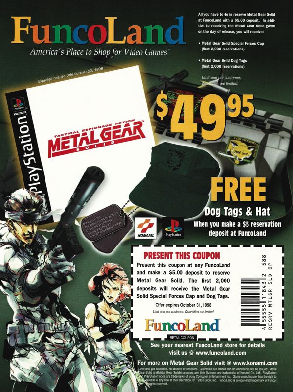 Metal Gear Solid Magazine Advertisement (Magazine Advertisements): Official U.S. PlayStation Magazine (United States), Volume 2 Issue 1 (October 1998)