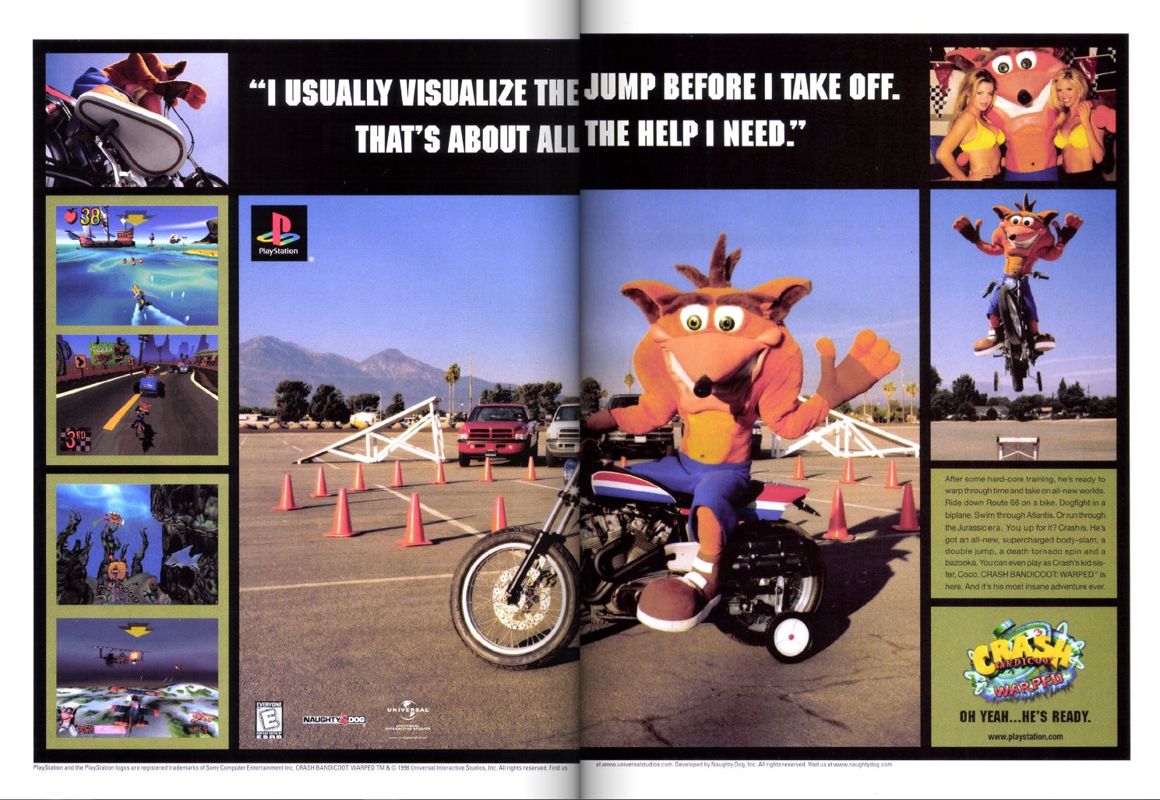 Crash Bandicoot: Warped Magazine Advertisement (Magazine Advertisements): Official U.S. PlayStation Magazine (United States), Volume 2 Issue 2 (November 1998)