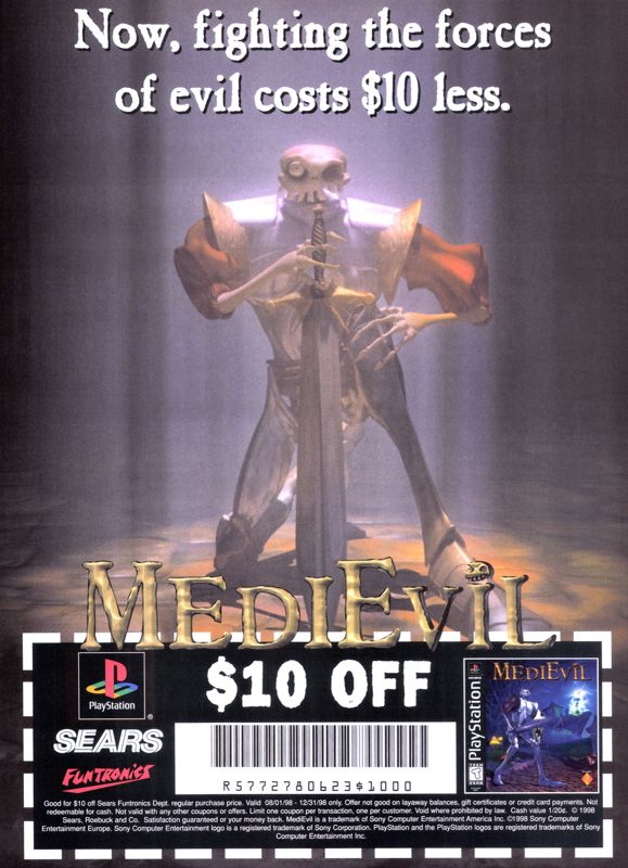 MediEvil Magazine Advertisement (Magazine Advertisements): Official U.S. PlayStation Magazine (United States), Volume 2 Issue 2 (November 1998)