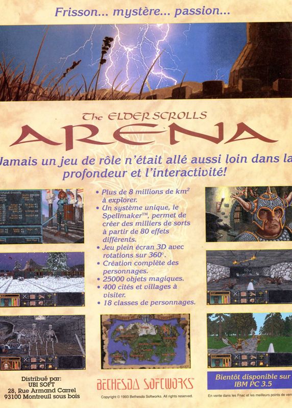 The Elder Scrolls: Arena Magazine Advertisement (Magazine Advertisements): PC Player (France), Issue 012 (July 1994)
