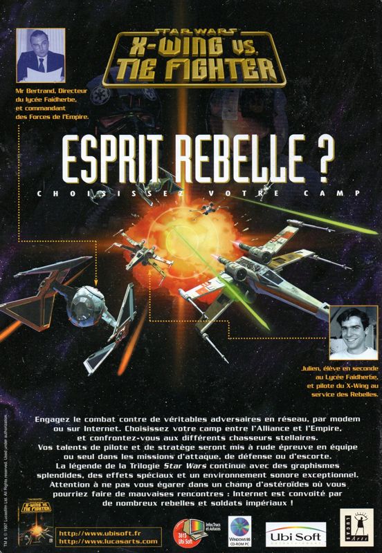 Star Wars: X-Wing Vs. TIE Fighter Magazine Advertisement (Magazine Advertisements): PC Player (France), Issue 036 (May 1997)