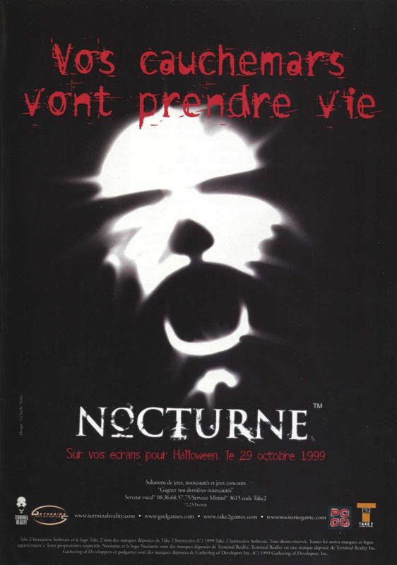 Nocturne Magazine Advertisement (Magazine Advertisements): PC Player (France), Issue 049 (October 1999)