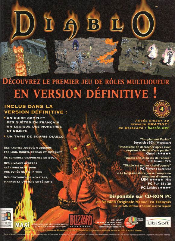 Diablo Magazine Advertisement (Magazine Advertisements): PC Jeux (France), Issue 01 (July 1997)