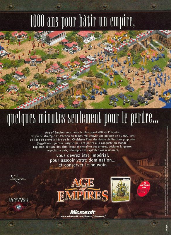 Age of Empires Magazine Advertisement (Magazine Advertisements): PC Jeux (France), Issue 05 (December 1997)