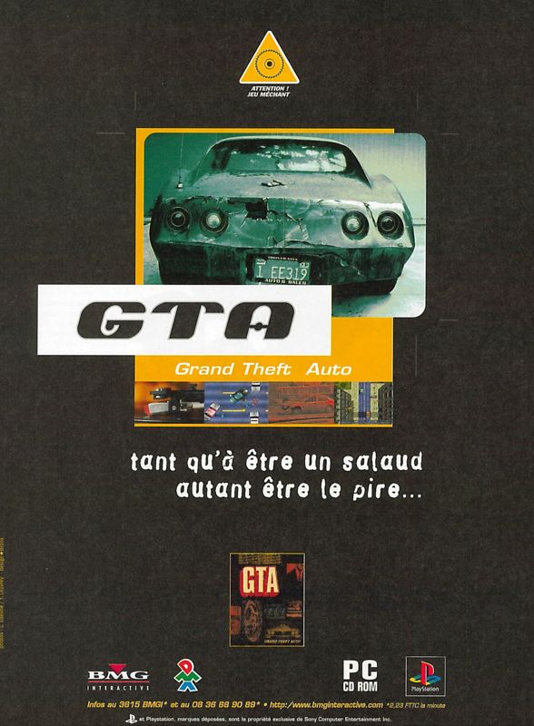 Grand Theft Auto Magazine Advertisement (Magazine Advertisements): PC Jeux (France), Issue 05 (December 1997)