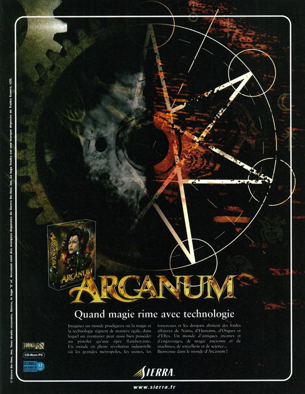 Arcanum: Of Steamworks & Magick Obscura Magazine Advertisement (Magazine Advertisements): Joystick (France), Issue 129 (September 2001)