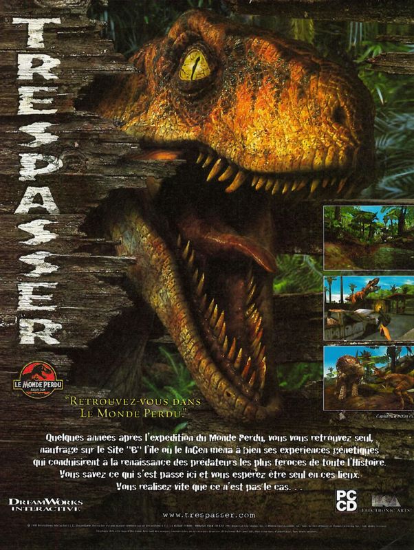 Trespasser: The Lost World - Jurassic Park Magazine Advertisement (Magazine Advertisements): Joystick (France), Issue 099 (December 1998)