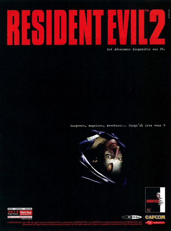 Resident Evil 2 Magazine Advertisement (Magazine Advertisements): Joystick (France), Issue 102 (March 1999)
