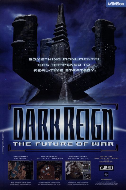 Dark Reign: The Future of War Magazine Advertisement (Magazine Advertisements): PC Gamer (USA), Issue 11/1997
