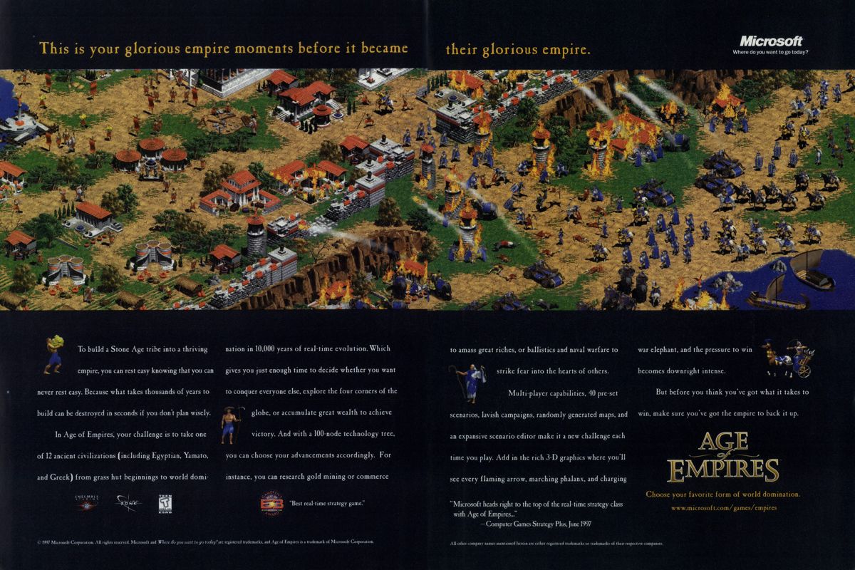 Age of Empires Magazine Advertisement (Magazine Advertisements): PC Gamer (USA), Issue 11/1997