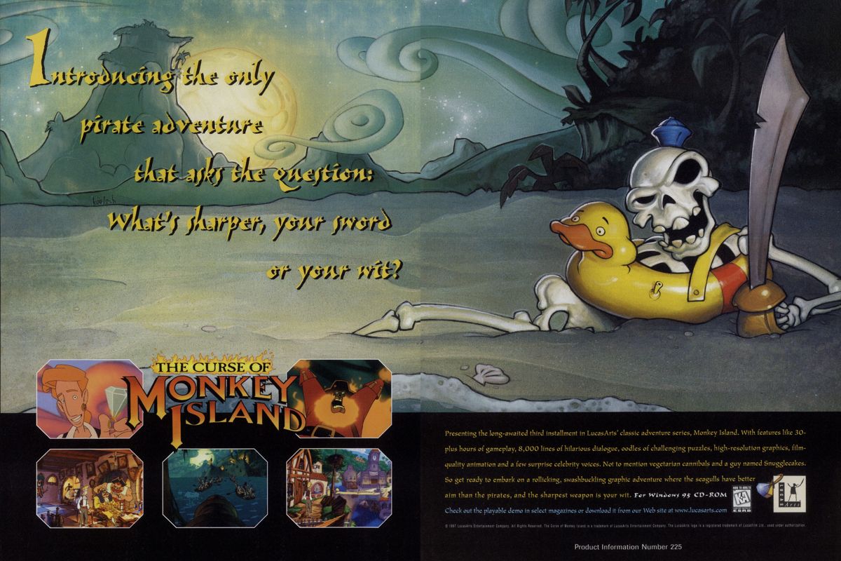 The Curse of Monkey Island Magazine Advertisement (Magazine Advertisements): PC Gamer (USA), Issue 11/1997