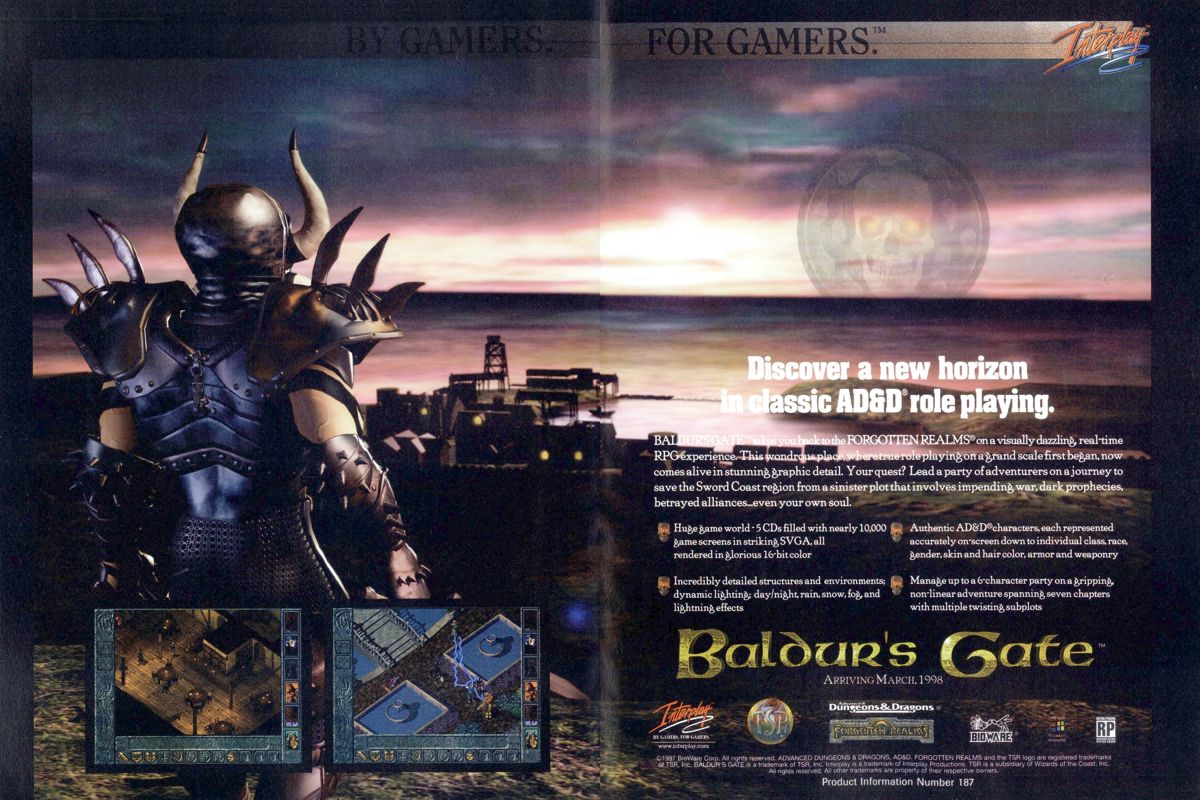 Baldur's Gate Magazine Advertisement (Magazine Advertisements): PC Gamer (USA), Issue 11/1997