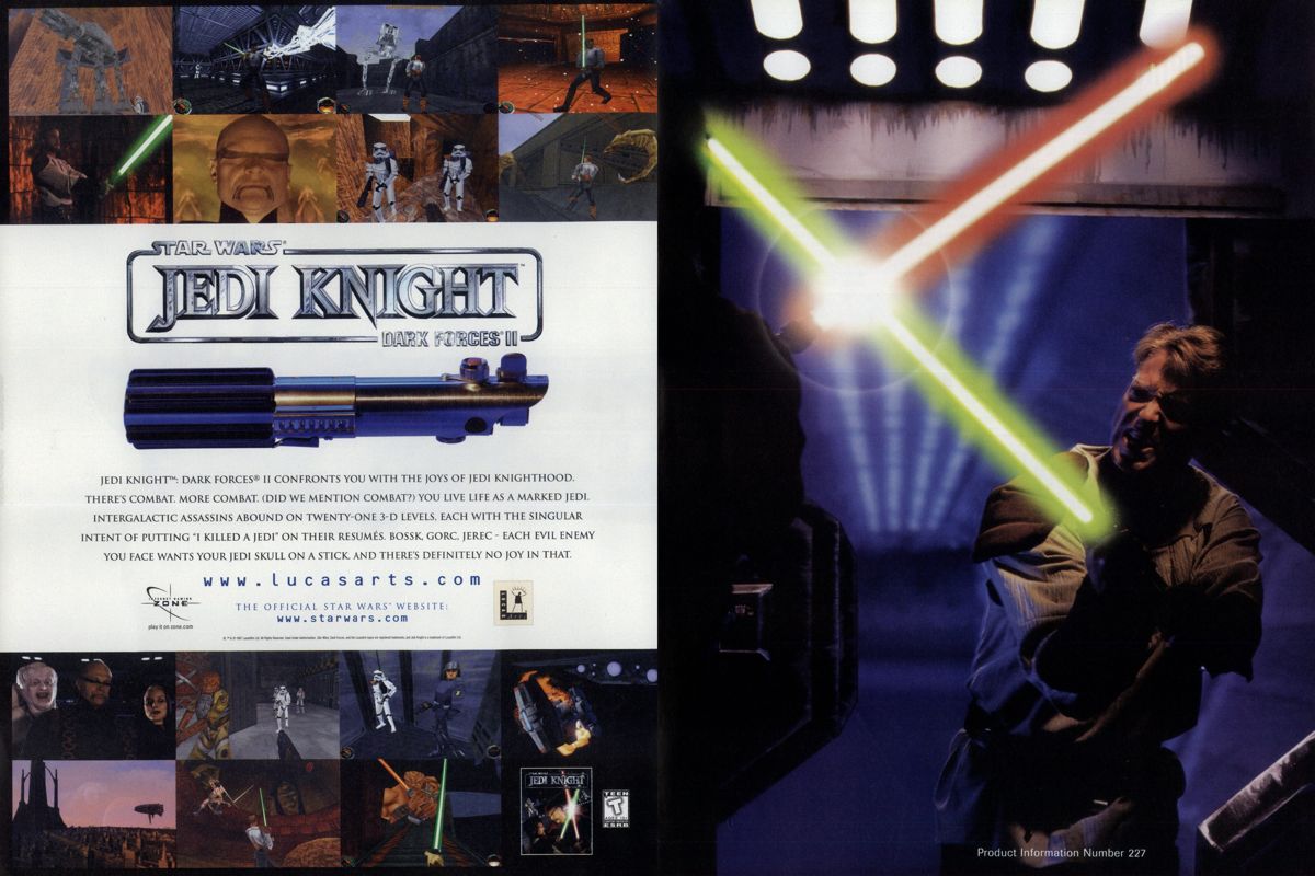 Star Wars: Jedi Knight - Dark Forces II Magazine Advertisement (Magazine Advertisements): PC Gamer (USA), Issue 11/1997