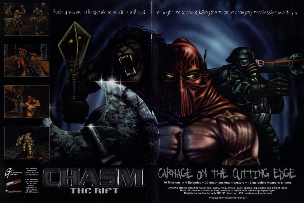 Chasm: The Rift Magazine Advertisement (Magazine Advertisements): PC Gamer (USA), Issue 11/1997