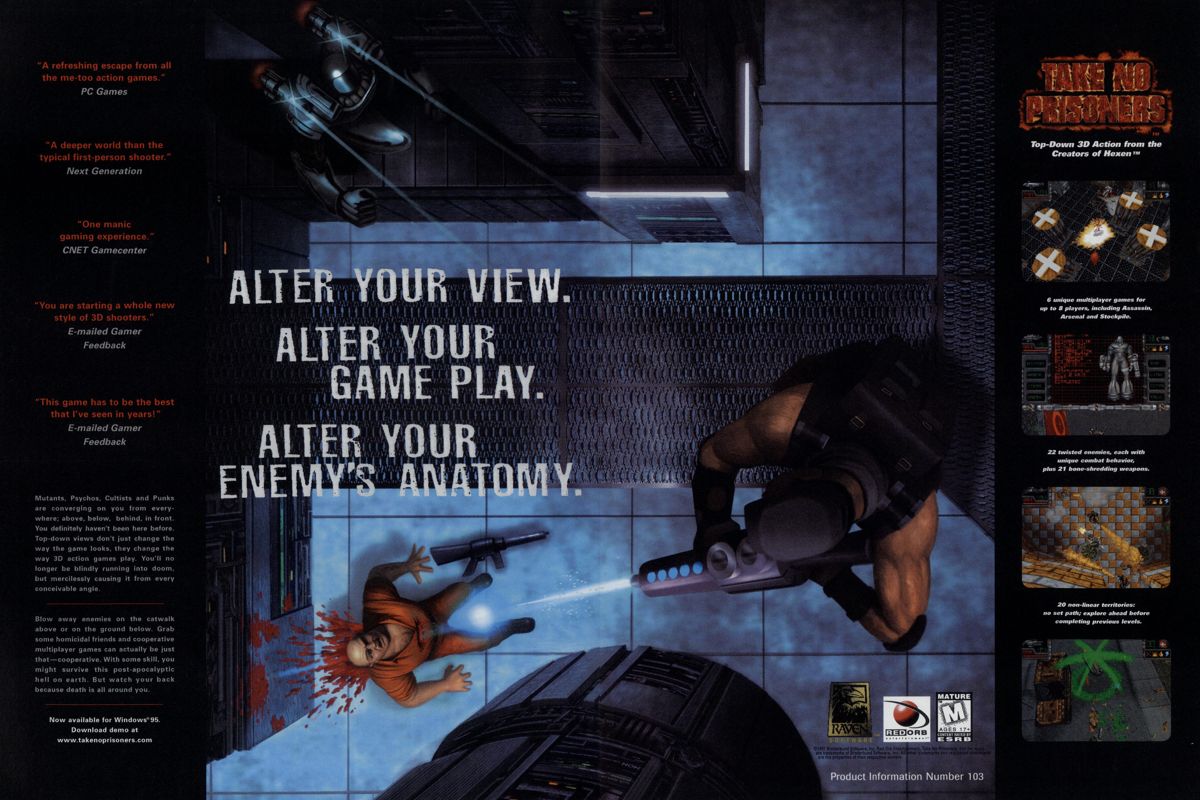 Take No Prisoners Magazine Advertisement (Magazine Advertisements): PC Gamer (USA), Issue 11/1997